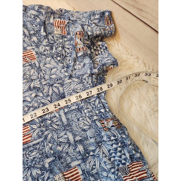 Foundry Men's Multicolor American Flag Rayon Short Sleeve Button Up Shirt 2XL - Picture 4 of 5